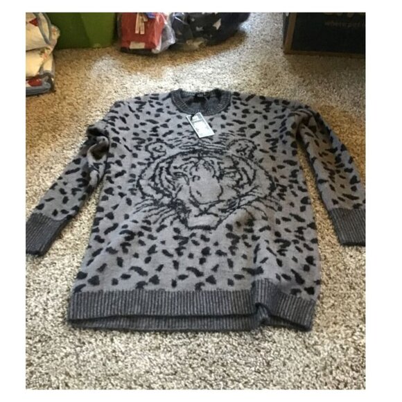 Diane Gilman Tiger Leopard Sweater Black Small - Picture 9 of 9